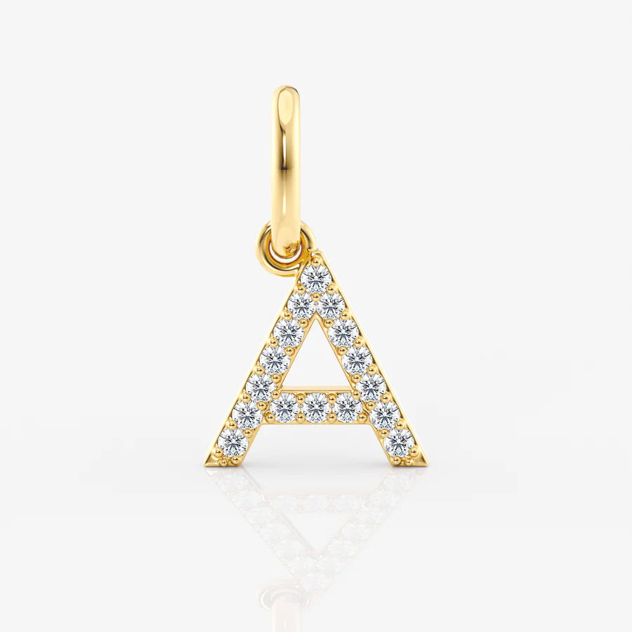 Diamond Letter Pendant in 18K Gold