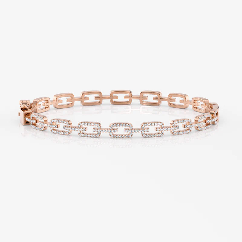Diamond Link Bangle in 18K Gold