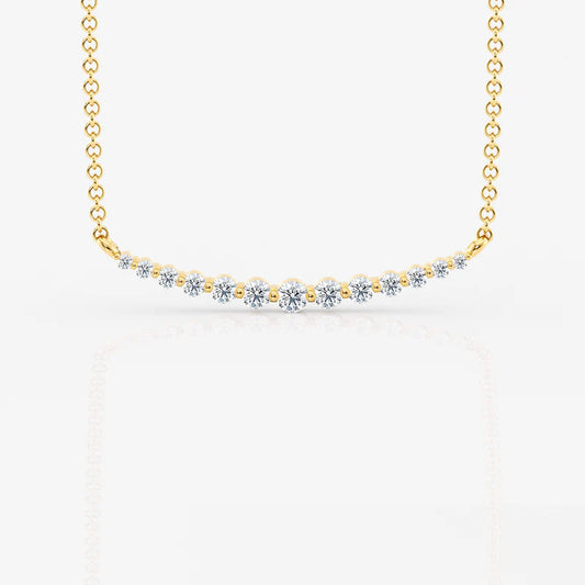 Graceful Diamond Curve Necklace in 18K Gold