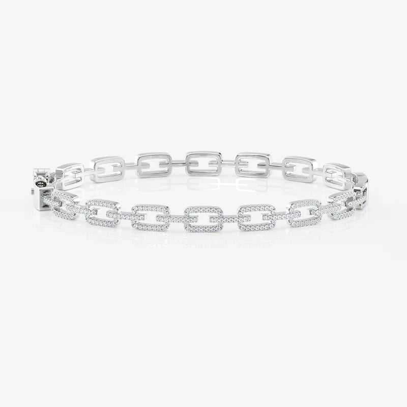 Diamond Link Bangle in 18K Gold