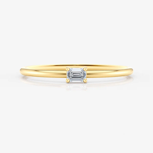 Petite Emerald Diamond Ring in 18K Gold