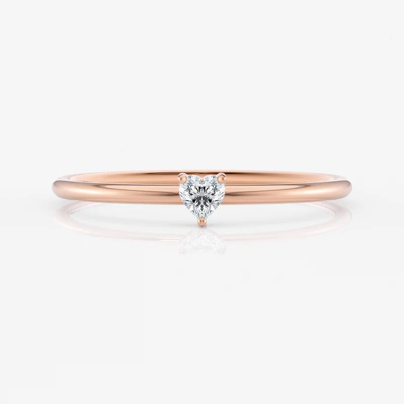 Petite Heart Diamond Ring in 18K Gold