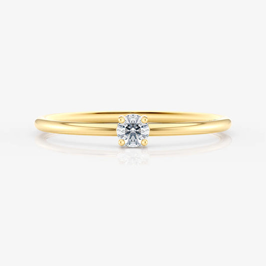 Petite Round-Cut Diamond Ring in 18K Gold