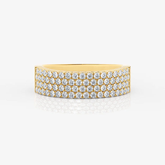 Quad Row Pave Ring in 18K Gold